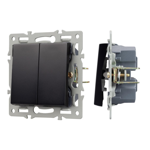 Механизм выключателя двухклавишный проходной SWT-MKP2-PL-BK (250V, 16A) Arlight 043728