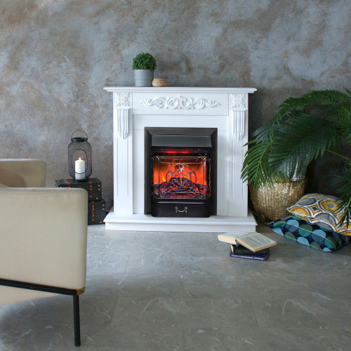 Электрокамин RealFlame Dominica DN белый матовый с очагом Majestic Lux Black RC фото 7