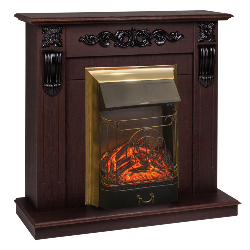 Электрокамин RealFlame Dominica DN орех с очагом Majestic Lux Brass фото 2