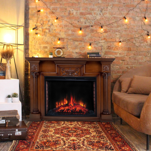 Каминокомплект LONDON/ЛОНДОН Светлый орех с очагом Электроочаг EPSILON/ЭПСИЛОН 33 фото 3