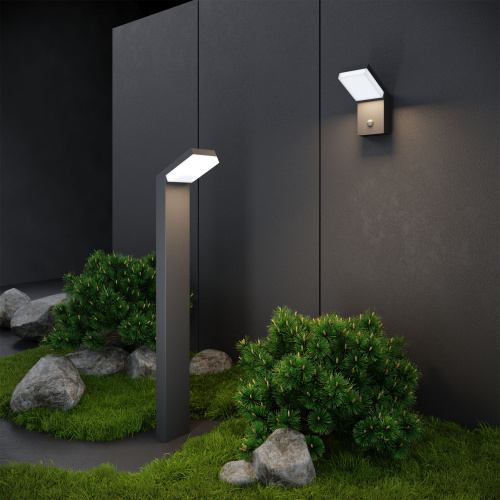 Уличный настенный светодиодный светильник Sensor IP54 с датчиком движения 1541 TECHNO LED серый фото 3