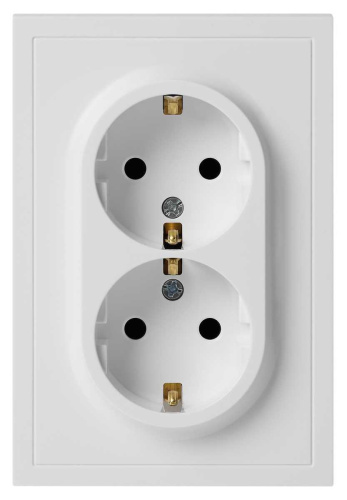 Розетка ЭРА Galaxy 15-2104-08 с заземлением двойная 2X2P+E Schuko 16А-250В IP20 белый матовый Б0070691
