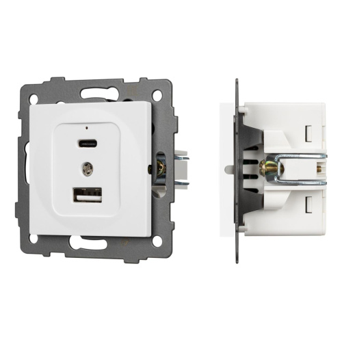 Механизм USB розетки SCT-MUAC-PL-WH-V (5V, 3A, QC4) Arlight 049839