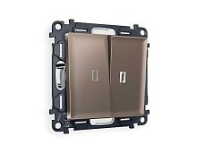 Комплект механизма 2-кл выключателя AMBRELLA VOLT с подсветкой 5600K ALFA Темная бронза матовый QUANT (AP6340, VM115, G14W) MA634015