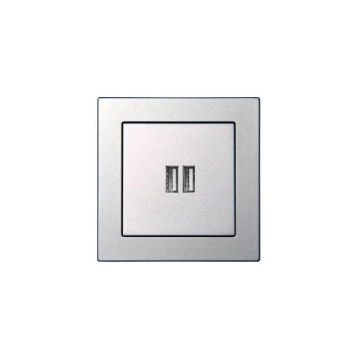 Розетка 2xUSB Liregus Epsilon серебро 28-1857 Розетка 2xUSB Liregus Epsilon серебро 28-1857