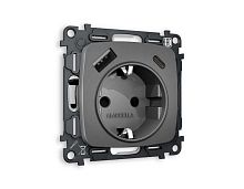 Комплект механизма электрической розетки AMBRELLA VOLT OMEGA Антрацит серый 2USB A+C 20W (быстрая зарядка) с/з QUANT (OP6600, VM160) MO660010