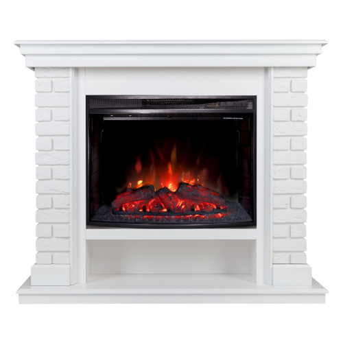Каминокомплект BRIXTON/ЭЛЬБРУС Белый с очагом Электроочаг EVRIKA 25.5