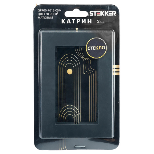 Рамка  2-местная (без перемычки), стекло, STEKKER, GFR00-7012-05М, серия Катрин, черный матовый фото 3