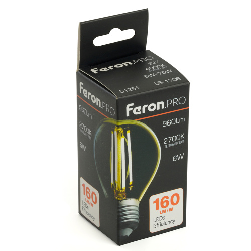 Лампа светодиодная Feron.PRO LB-1706 Шарик E27 960LM 6W 175-265V 2700K фото 9
