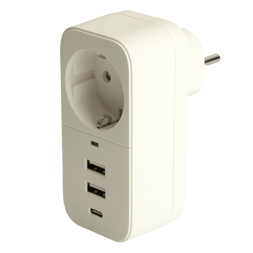 Сетевой фильтр 1-местный с/з STEKKER 250В, 16А,  2USB+1Type-C 2,4 A, серия Nova, HM81-11-1, белый фото 5