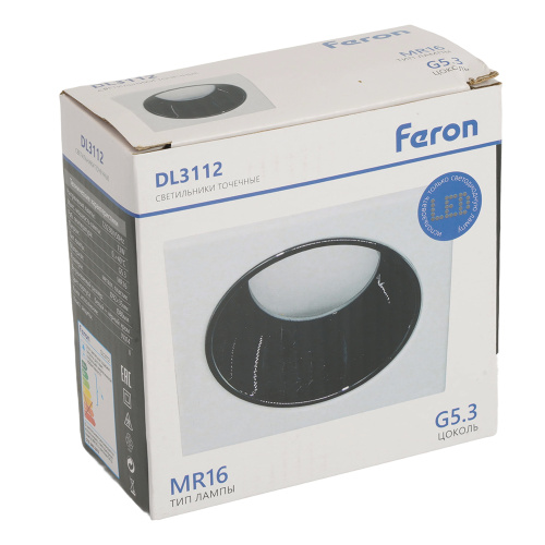 Светильник встраиваемый Feron DL3112 потолочный MR16 G5.3 белый + черный хром фото 5