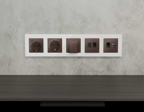 Комплект механизма электрической розетки 2USB С+C 20W с/з на винтовых зажимах 16A-250V ALFA Темная бронза матовый QUANT (AP6405, VM165) MA640510 фото 3