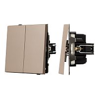 Механизм выключателя двухклавишный проходной SWT-TENDO-MKP2-PL-GD (230V, 10A) Arlight 054069