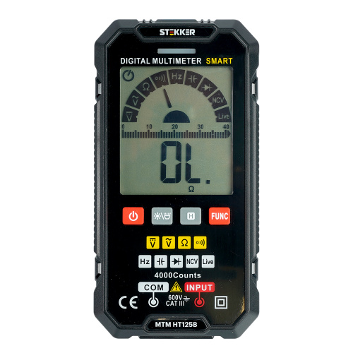 MTM HT125B Мультиметр цифровой, 4000 отсчетов, 2 батареи тип ААА 1,5В, автоматический, черный фото 4 MTM HT125B Мультиметр цифровой, 4000 отсчетов, 2 батареи тип ААА 1,5В, автоматический, черный фото 4