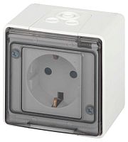 Розетка ЭРА Эксперт 11-2502-01 с заземлением крышкой 2P+E IP55 шторки 16A-250В ОУ белый Б0063280