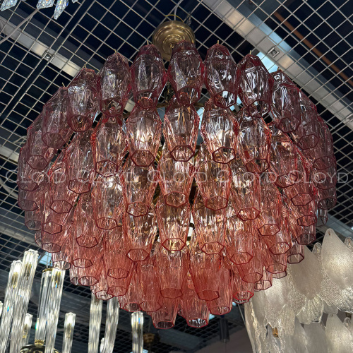 Люстра Cloyd CALCUTTA C6 / Ø60 см - латунь - розов.стекло (арт.11684)