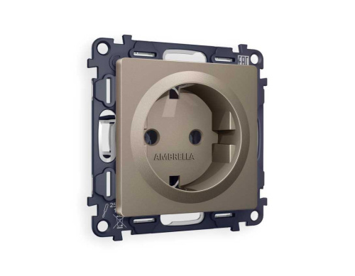 Комплект механизма электрической розетки AMBRELLA VOLT ALFA Темная бронза матовый с/з на винтовых зажимах QUANT (AP6360, VM141) MA636010