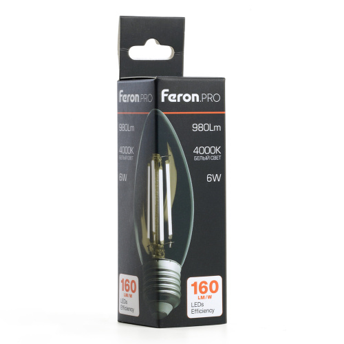 Лампа светодиодная Feron.PRO LB-1206 Свеча E27 980LM 6W 175-265V 4000K фото 2
