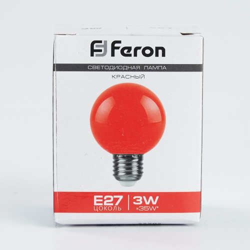 Лампа светодиодная Feron LB-371 Шар матовый E27 3W 230V красный фото 2