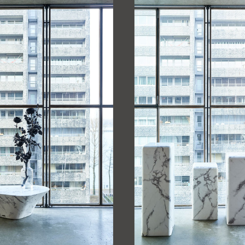 Приставной столик Pillar marble white S фото 3