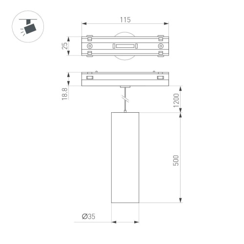 Трековый светодиодный светильник Arlight Mag-Vibe-Spot-Hang-R35-10W Warm3000 044469 фото 4