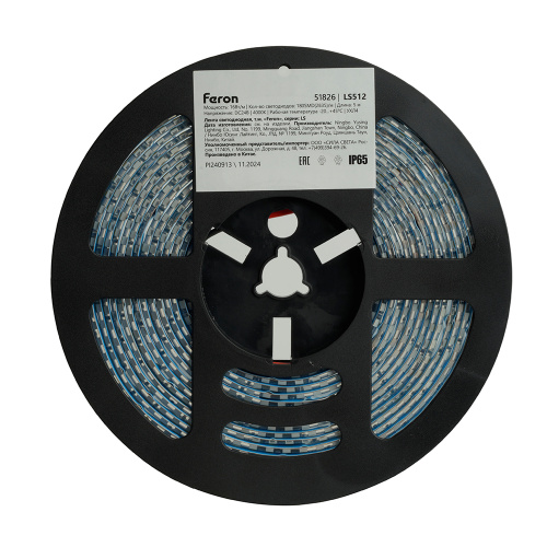 Светодиодная LED лента Feron LS512, 180SMD(2835)/м 16Вт/м 24V 5000*10*2.3мм 4000К IP65 фото 3