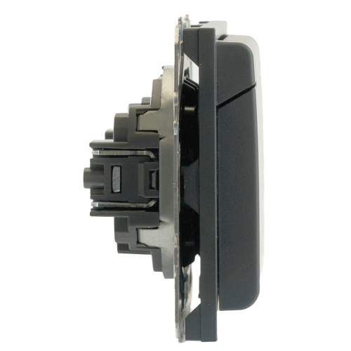 RST16-5113-05 Розетка 1-местная с крышкой с защ. штор STEKKER, б/з, IP42, 250В, 16А, серия Эмили, RST16-5113-05, черный уголь, soft touch фото 8