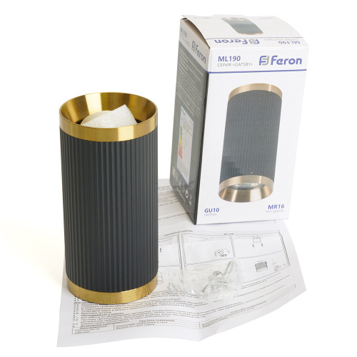 Светильник потолочный Feron ML190 Barrel GATSBY MR16 GU10 35W 230V, черный + античное золото фото 5