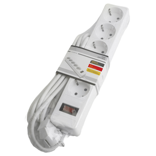 Сетевой фильтр 5-местный с/з STEKKER HM20-51-053x1мм2, 5 м, серия Optima, белый фото 8