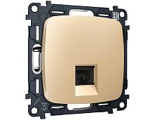 Комплект механизма компьютерной розетки RJ-45 экранированной с автоматической защитной шторкой OMEGA Шампань QUANT (OP6120, VM185) MO612005