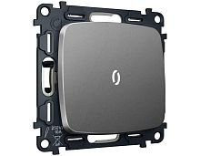 Комплект механизма 1-клавишного выключателя с самовозвратом с подсветкой 5600K Ambrella Volt OMEGA Антрацит серый QUANT (OP6520, VM113, G14W) MO652055