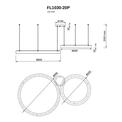 Подвесная люстра Modum FL1030-20P