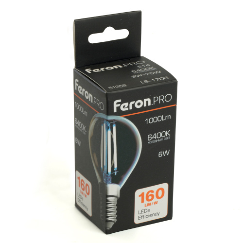 Лампа светодиодная Feron.PRO LB-1706 Шарик E14 1000LM 6W 175-265V 6400K фото 9