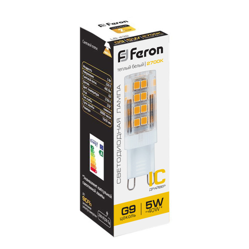 Лампа светодиодная Feron LB-432 G9 5W 175-265V 2700K фото 3
