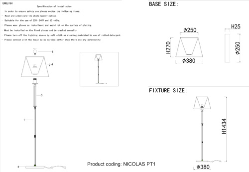Торшер Crystal Lux NICOLAS PT1 GOLD/WHITE фото 2