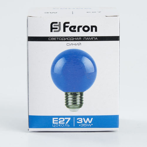 Лампа светодиодная Feron LB-371 Шар матовый E27 3W 230V синий фото 4