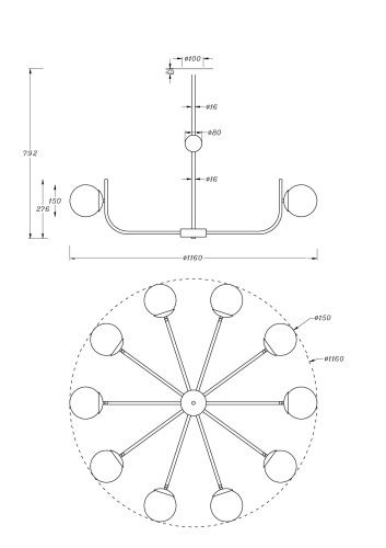 Подвесной светильник Maytoni MOD109PL-10BS фото 3