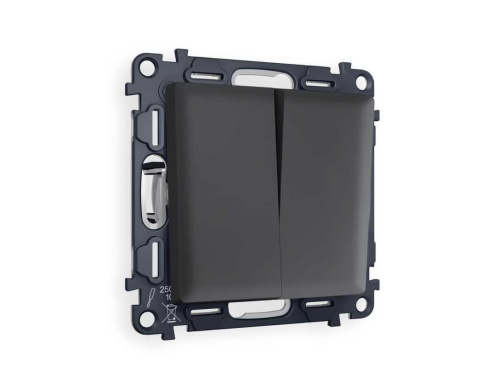 Комплект механизма 2-кл проходного выключателя AMBRELLA VOLT ALFA Графит мягкое касание QUANT (AP9030, VM120) MA903020