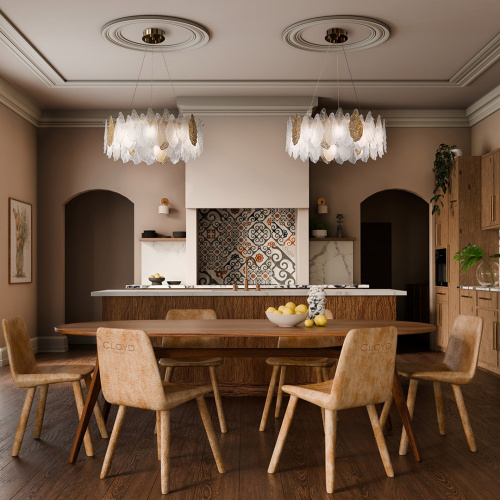 Люстра Cloyd SENEGAL-B C8 / Ø60 см - с золотыми листьями - золото (арт.10434)