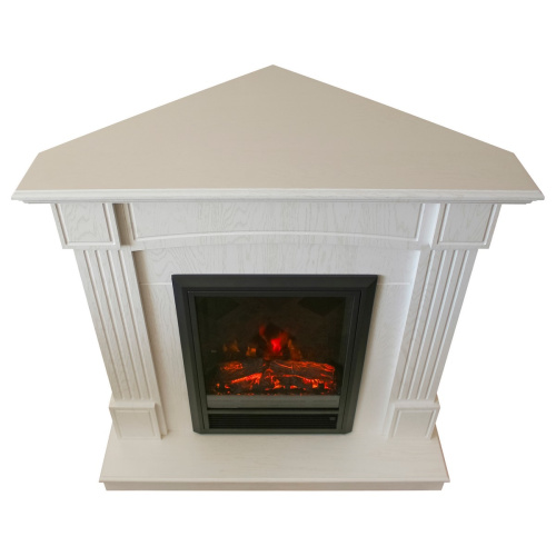 Электрокамин RealFlame Andrea Corner WT фактурный белый с очагом Majestic Lux Brass фото 4