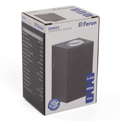 Светильник уличный светодиодный Feron DH055, 2*5W, 800Lm, 4000K, серый фото 4