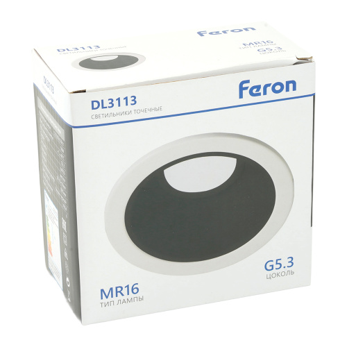 Светильник встраиваемый Feron DL3113 потолочный MR16 G5.3 белый + черный фото 13