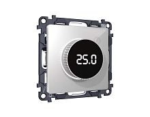 Комплект механизма терморегулятора с цифровым дисплеем с подсветкой и датчиком для теплого пола ALFA Серебро глянец QUANT (AP4058, VM1385) MA405810
