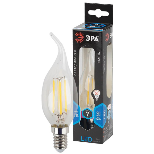 Лампа светодиодная филаментная ЭРА E14 7W 4000K прозрачная F-LED BXS-7W-840-E14 Б0027945 фото 2