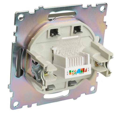 Розетка компьютерная 1-местная RJ-45 (механизм), серия Катрин, графит, GLS00-7107-06 фото 5