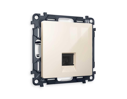 Комплект механизма компьютерной розетки AMBRELLA VOLT ALFA Бежевый глянец RJ-45(8P8C) CAT6 с шторкой QUANT (AP3120, VM188) MA312010