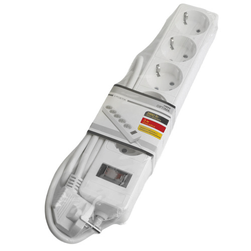 Сетевой фильтр 4-местный с/з STEKKER HM20-41-03 3x1мм2, 3 м, серия Optima, белый фото 9