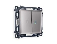 Комплект механизма 2-кл проходного выключателя AMBRELLA VOLT с подсветкой 10000K ALFA Сталь матовый QUANT (AP5040, VM120, G29B) MA504040