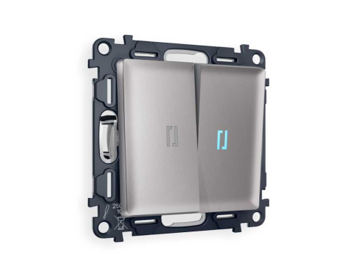 Комплект механизма 2-кл выключателя AMBRELLA VOLT с подсветкой 10000K ALFA Сталь матовый QUANT (AP5040, VM115, G17B) MA504020