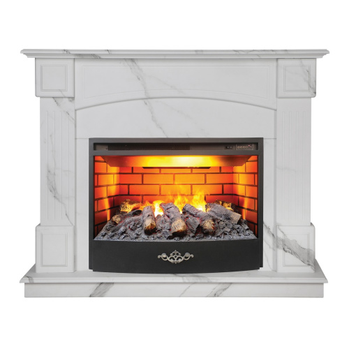 Электрокамин RealFlame Carolina 24/25,5 WT цвет мрамор белый с очагом 3D Firestar 25,5